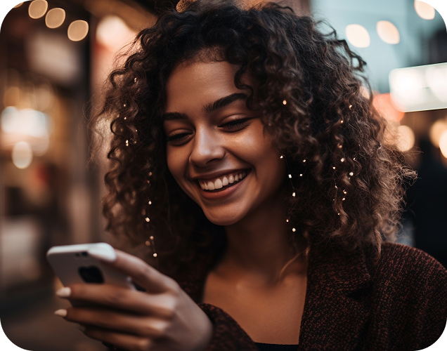 Customer managing payments on her phone